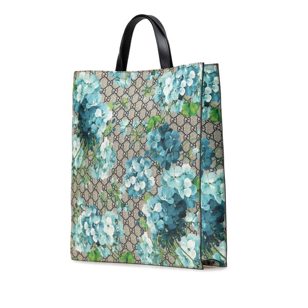 Pre-owned Gucci GG Supreme Blooms Convertible Soft Tote Brown