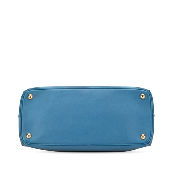Pre-owned Prada Medium Saffiano Lux Galleria Double Zip Satchel Blue