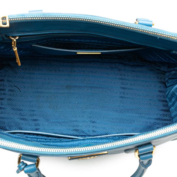 Pre-owned Prada Medium Saffiano Lux Galleria Double Zip Satchel Blue