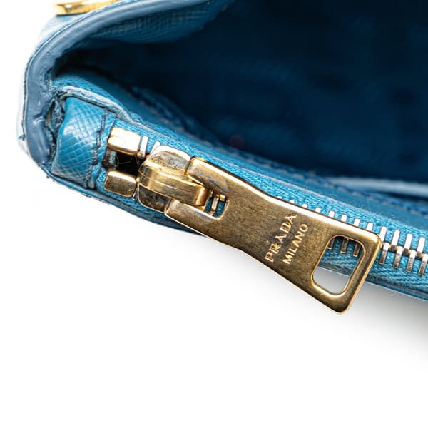 Pre-owned Prada Medium Saffiano Lux Galleria Double Zip Satchel Blue