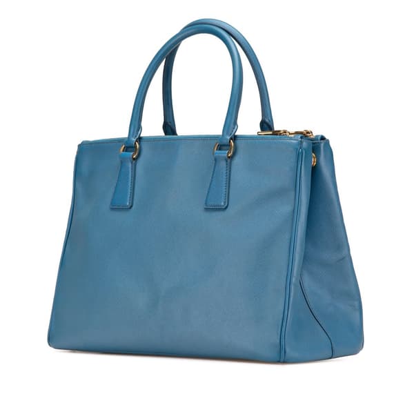 Pre-owned Prada Medium Saffiano Lux Galleria Double Zip Satchel Blue