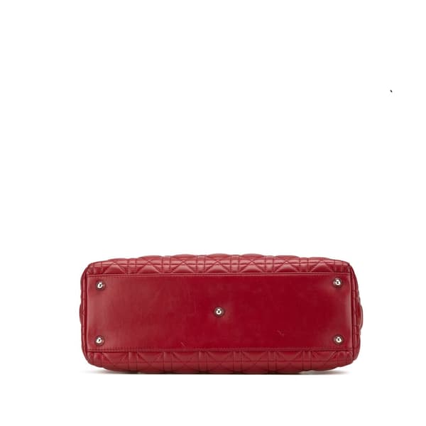 Pre-owned Dior Large Lambskin Cannage Lady Dior Red