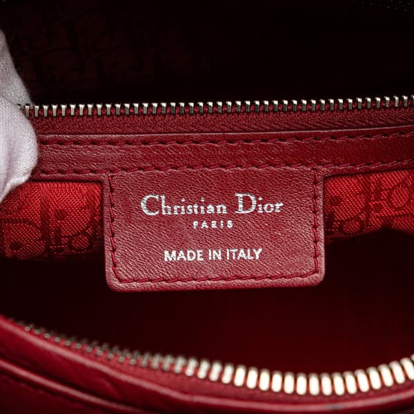 Pre-owned Dior Large Lambskin Cannage Lady Dior Red