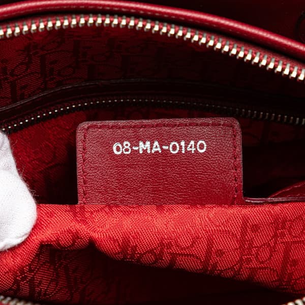 Pre-owned Dior Large Lambskin Cannage Lady Dior Red