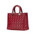Miniatyrbild 2 av 10: Pre-owned Dior Large Lambskin Cannage Lady Dior Red