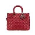Miniatyrbild 1 av 10: Pre-owned Dior Large Lambskin Cannage Lady Dior Red