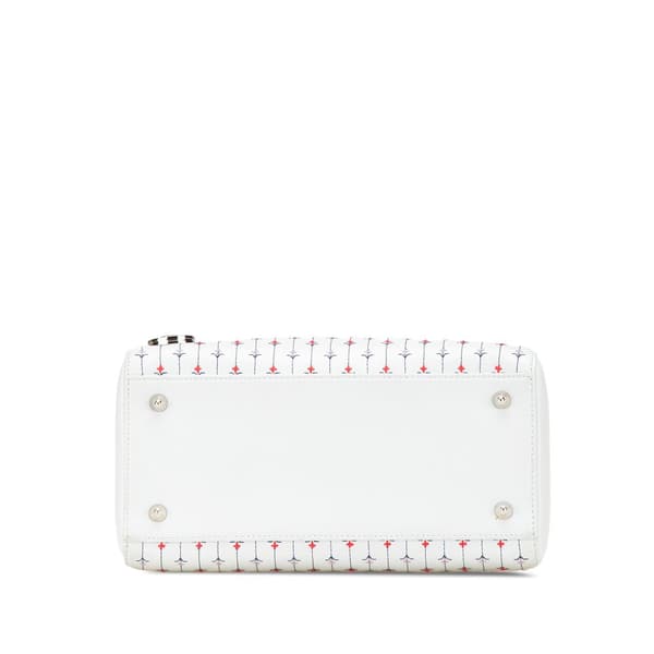 Pre-owned Dior Medium Calfskin Embroidered Flower Lady Dior White