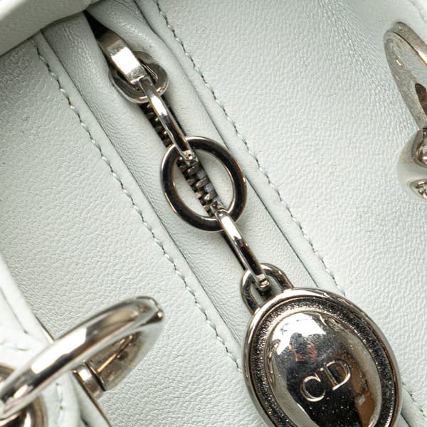Pre-owned Dior Medium Calfskin Embroidered Flower Lady Dior White