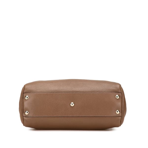 Pre-owned Gucci Small Calfskin Bamboo Shopper Satchel Brown