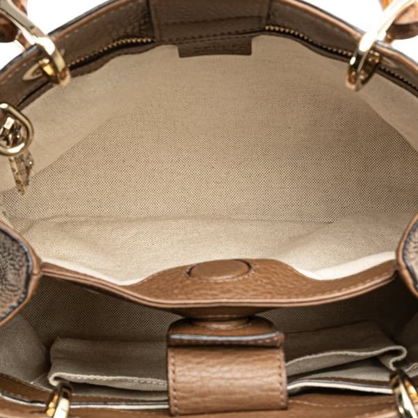 Pre-owned Gucci Small Calfskin Bamboo Shopper Satchel Brown