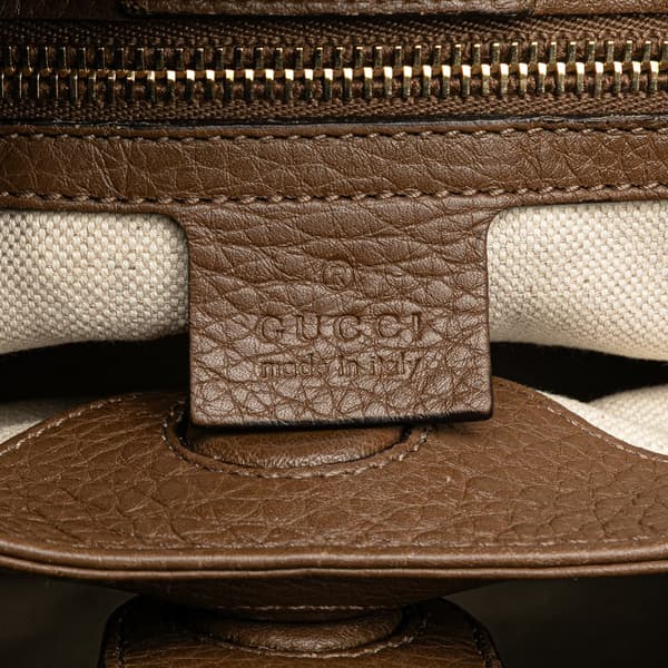 Pre-owned Gucci Small Calfskin Bamboo Shopper Satchel Brown