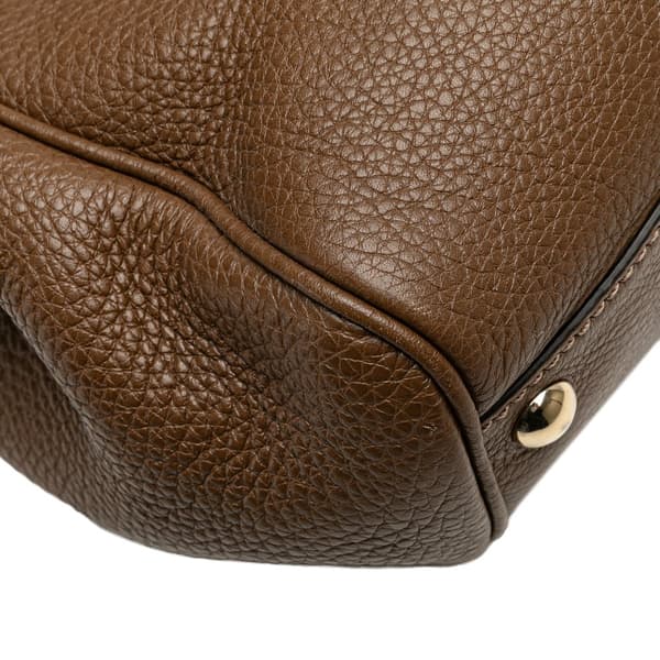Pre-owned Gucci Small Calfskin Bamboo Shopper Satchel Brown