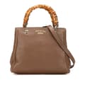 Miniatyrbillede 1 af 10: Pre-owned Gucci Small Calfskin Bamboo Shopper Satchel Brown