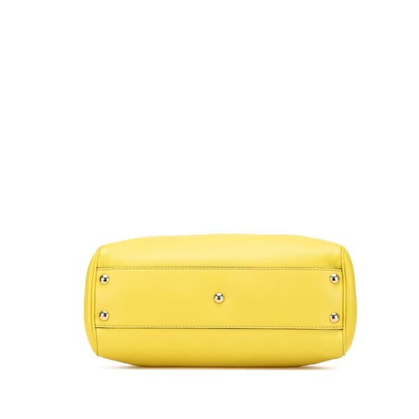 Pre-owned Gucci Small Calfskin Bamboo Shopper Satchel Yellow