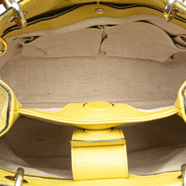 Pre-owned Gucci Small Calfskin Bamboo Shopper Satchel Yellow