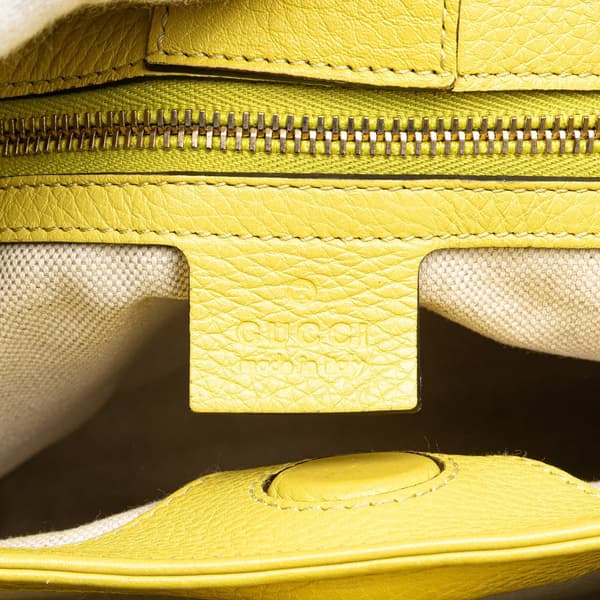 Pre-owned Gucci Small Calfskin Bamboo Shopper Satchel Yellow