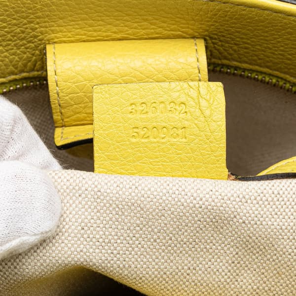 Pre-owned Gucci Small Calfskin Bamboo Shopper Satchel Yellow