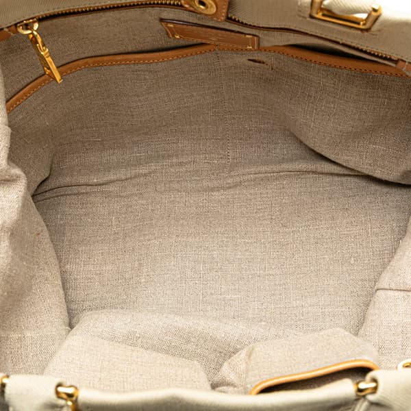 Pre-owned Prada Denim Canapa Logo Satchel Brown