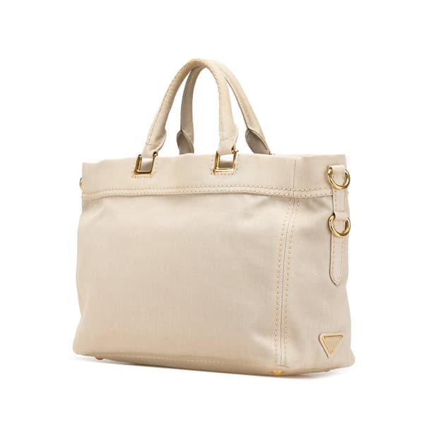 Pre-owned Prada Denim Canapa Logo Satchel Brown
