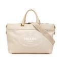 Pikkukuva 1 / 10: Pre-owned Prada Denim Canapa Logo Satchel Brown