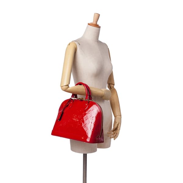 Pre-owned Louis Vuitton Monogram Vernis Alma PM Red