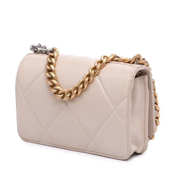 Pre-owned Chanel Quilted Lambskin 19 Wallet on Chain Brown
