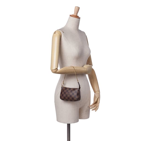 Pre-owned Louis Vuitton Damier Ebene Mini Pochette Accessoires Brown