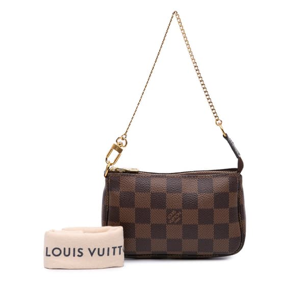 Pre-owned Louis Vuitton Damier Ebene Mini Pochette Accessoires Brown
