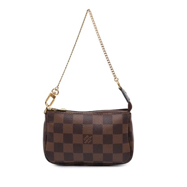 Pre-owned Louis Vuitton Damier Ebene Mini Pochette Accessoires Brown