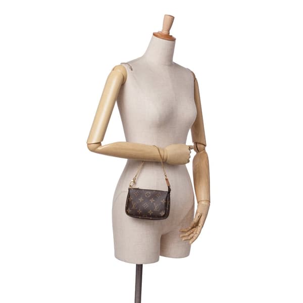 Pre-owned Louis Vuitton Monogram Mini Pochette Accessoires Brown