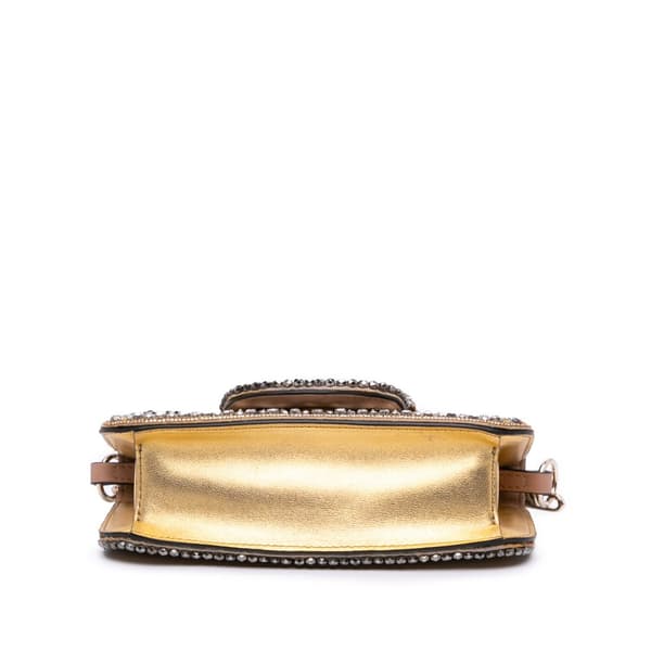 Pre-owned Valentino Small Swarovski Crystal Embroidered Vlogo Loco Satchel Gold