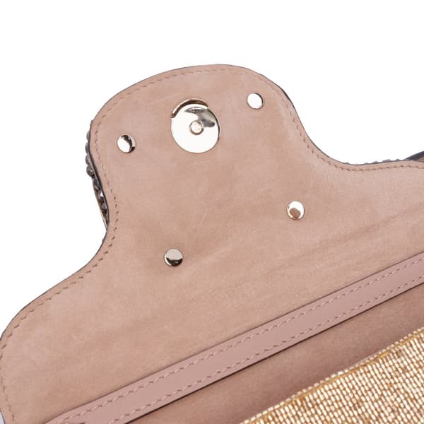 Pre-owned Valentino Small Swarovski Crystal Embroidered Vlogo Loco Satchel Gold