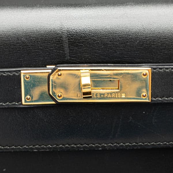 Pre-owned Hermès Box Calf Kelly Sellier 32 Black