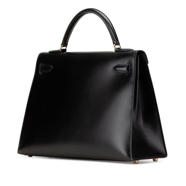 Pre-owned Hermès Box Calf Kelly Sellier 32 Black