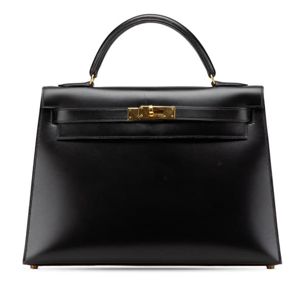 Pre-owned Hermès Box Calf Kelly Sellier 32 Black