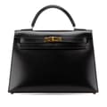 Miniatyrbild 1 av 10: Pre-owned Hermès Box Calf Kelly Sellier 32 Black