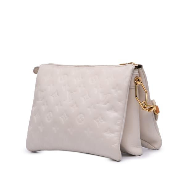 Pre-owned Louis Vuitton Monogram Embossed Puffy Lambskin Coussin PM Brown