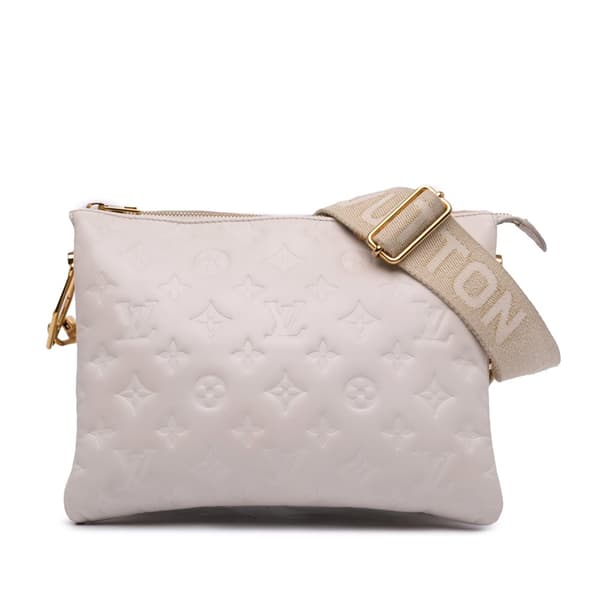 Pre-owned Louis Vuitton Monogram Embossed Puffy Lambskin Coussin PM Brown