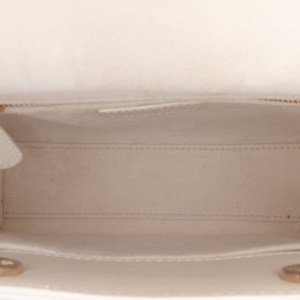 Pre-owned Dior Small Lambskin Cannage Lucky Star Studded Lady Dior White