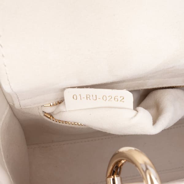 Pre-owned Dior Small Lambskin Cannage Lucky Star Studded Lady Dior White