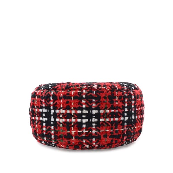Pre-owned Chanel Tweed 19 Round Clutch with Chain Red
