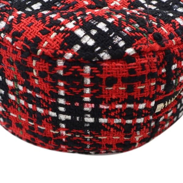 Pre-owned Chanel Tweed 19 Round Clutch with Chain Red