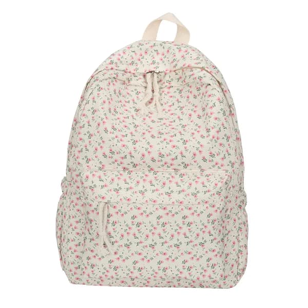 Blommönstrad Ryggsäck, Dubbelsidig Dragkedja, Rymlig Design,Rosa