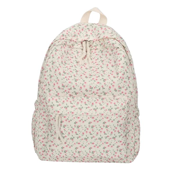Blommönstrad Ryggsäck, Dubbelsidig Dragkedja, Rymlig Design,Rosa