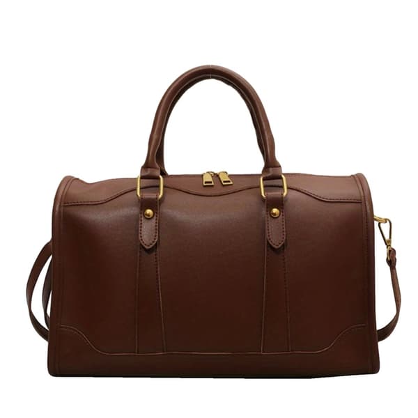 Elegant vintage Boston-väska, avtagbar rem, säker dragkedja,Kaffe