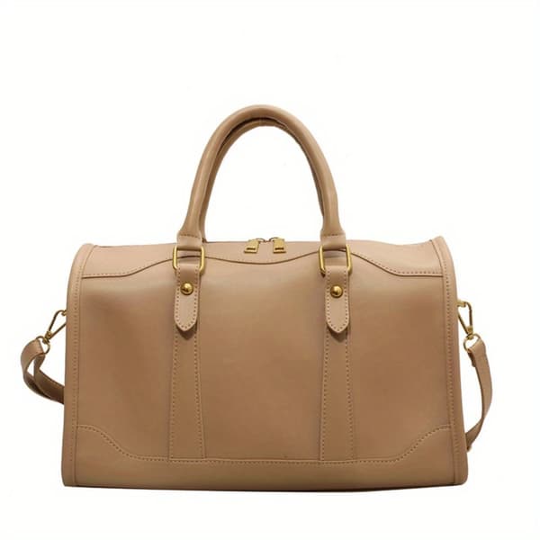 Elegant vintage Boston-väska, avtagbar rem, säker dragkedja,Khaki