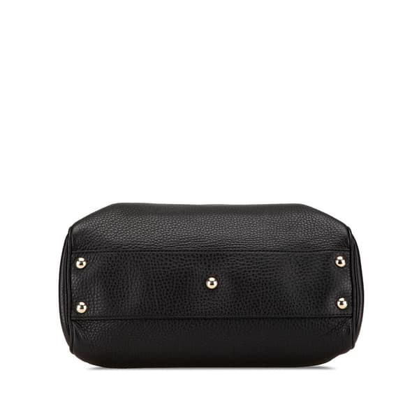 Pre-owned Gucci Small Calfskin Bamboo Shopper Satchel Black