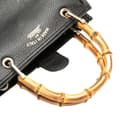 Miniatyrbild 9 av 10: Pre-owned Gucci Small Calfskin Bamboo Shopper Satchel Black