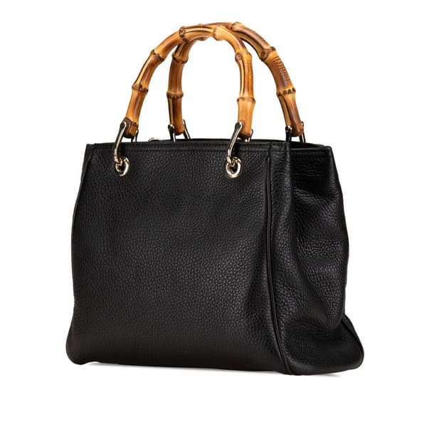 Pre-owned Gucci Small Calfskin Bamboo Shopper Satchel Black