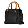 Miniatyrbild 2 av 10: Pre-owned Gucci Small Calfskin Bamboo Shopper Satchel Black